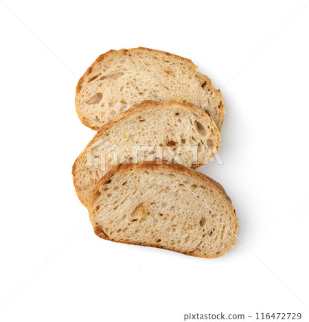 slices of bread isolated on white background, top view 116472729