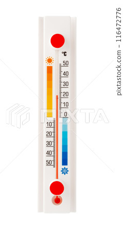 White Thermometer and Hygrometer Displaying Room Temperature and Humidity White Thermometer and Hygrometer Displaying Room Temperature and Humidity 116472776