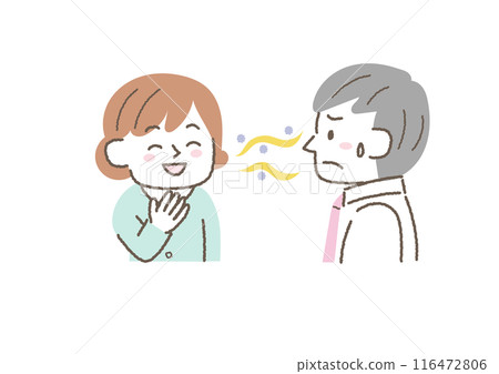 一位擔心口臭的女性的插圖 116472806