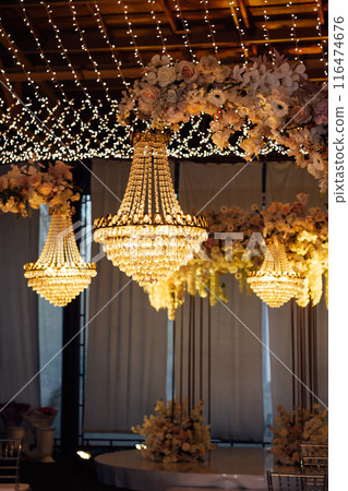 Great place for evening wedding ceremony. Large crystal lamps decorate the location 116474676