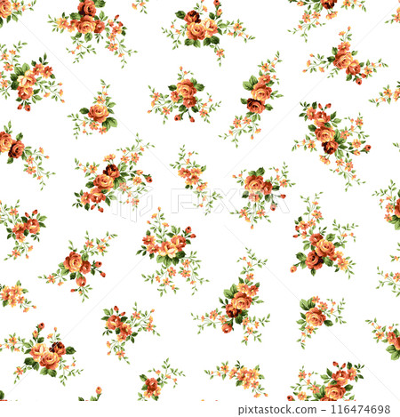 Rose flower pattern with a classic touch in rococo style, Rose flower pattern with a classic touch in rococo style, 116474698