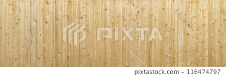 Background image of a horizontal wooden fence with visible grain and knots Background image of a horizontal wooden fence with visible grain and knots 116474797