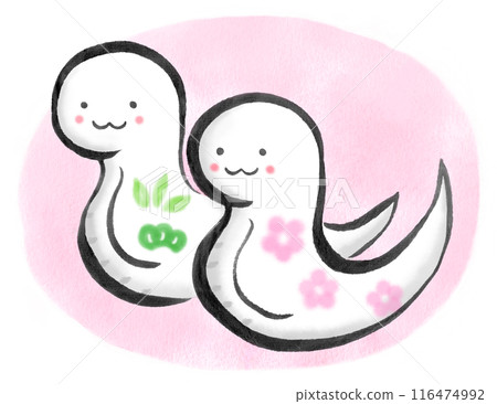 Brush-drawn snake (pink background) 116474992