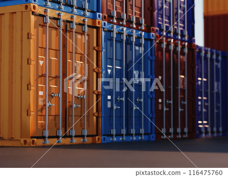 Close up Shipping containers. 3d rendering. 116475760