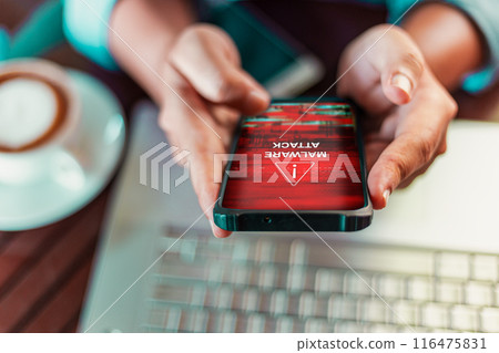 Smart phone malware warning concept. Smart phone malware warning concept. 116475831