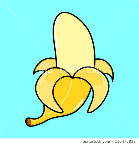 Banana character. Vector hand drawn cartoon kawaii character illustration icon. Isolated on blue background. Banana character concept Banana character. Vector hand drawn cartoon kawaii character illustration icon. Isolated on blue background. Banana character concept 116475832