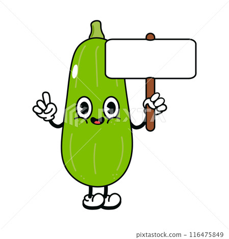 Cute funny vegetable marrow with an inscription character. Vector hand drawn traditional cartoon vintage, retro, kawaii character illustration icon. Isolated background. Vegetable marrow 116475849
