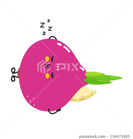 Onion sleeping character. Vector hand drawn cartoon kawaii character illustration icon. Isolated on white background. Onion sleep character concept 116475885