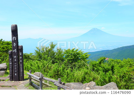 Mt. Fuji in summer as seen from Shakushi Pass on the Lake Ashi Skyline 116476090
