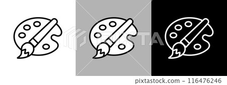 Simple line drawing palette and brush vector icon 116476246