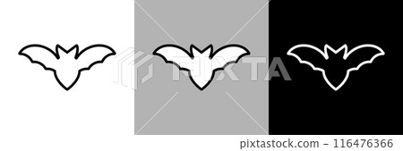 Simple line drawing bat vector icon Simple line drawing bat vector icon 116476366