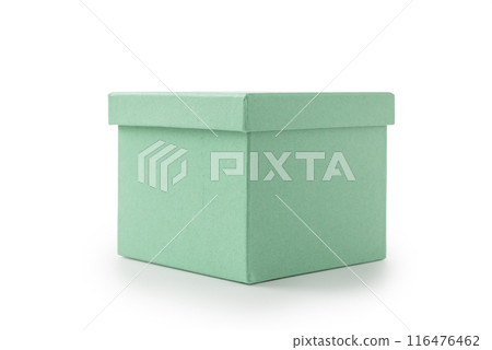 Green paper box isolated on white background Green paper box isolated on white background 116476462