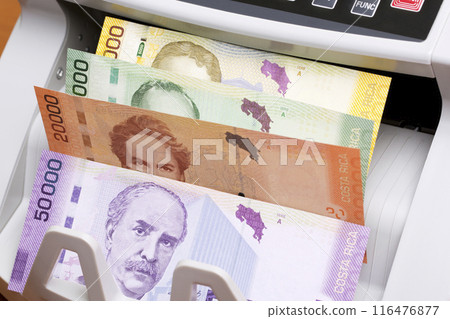 Costa Rican colon in the counting machine Costa Rican colon in the counting machine 116476877