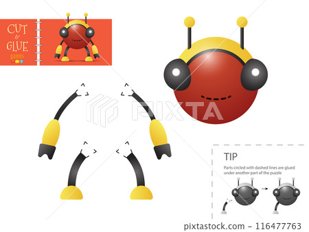 Cut and glue paper toy vector illustration. Robot character Cut and glue paper toy vector illustration. Robot character 116477763