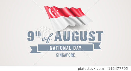 Singapore happy national day greeting card, banner vector illustration 116477795
