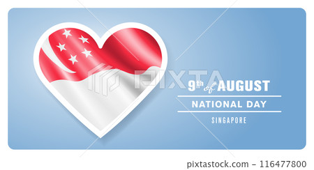Singapore happy national day greeting card, banner vector illustration 116477800