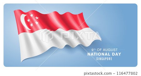 Singapore national day vector banner, greeting card. Singapore national day vector banner, greeting card. 116477802