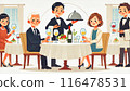 Senior man and woman eating at a restaurant 116478531