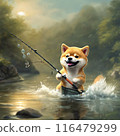Shiba Inu puppy fishing 116479299