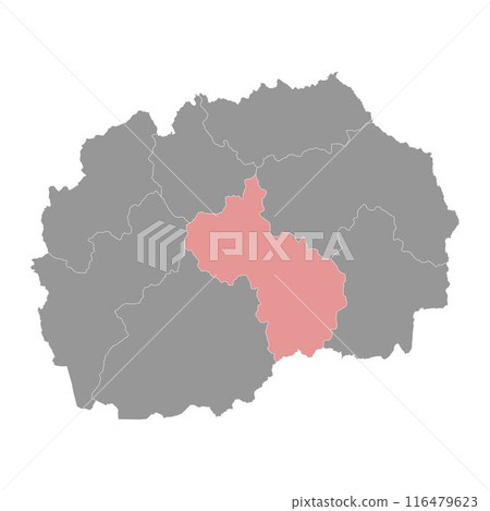 Vardar Statistical Region map, administrative division of North Macedonia. Vector illustration. 116479623