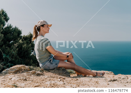 Woman in a Cap Contemplating the Ocean Woman in a Cap Contemplating the Ocean 116479774