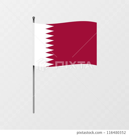 Qatar flag on flagpole. Vector illustration. 116480352