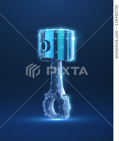 One piston with oil splash. Abstract 3d illustration. Motor oil, Car engine. 116480792