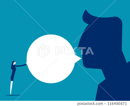 Big Boss enslaves employees with superior words and power. Business vector concept 116480871