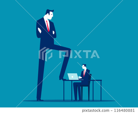 Big Boss enslaves employees with superior words and power. Business vector concept 116480881
