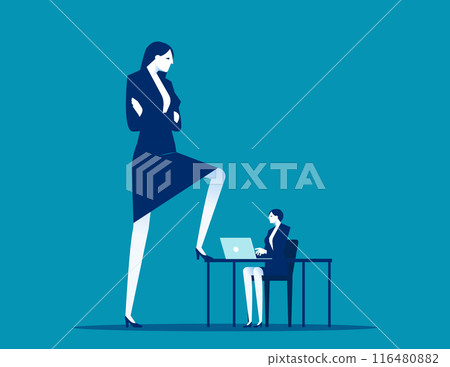 Big Boss enslaves employees with superior words and power. Business vector concept 116480882