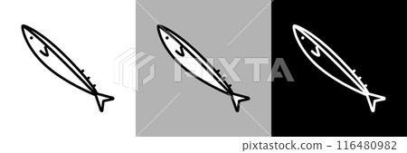 Simple line drawing pacific saury vector icon Simple line drawing pacific saury vector icon 116480982
