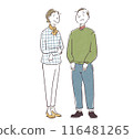老夫婦全身簡單手繪插畫 116481265