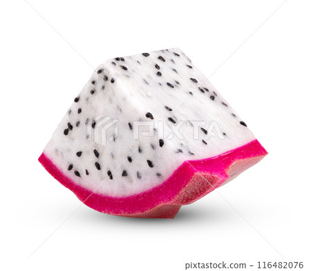 dragon fruit slice isolated on white background dragon fruit slice isolated on white background 116482076