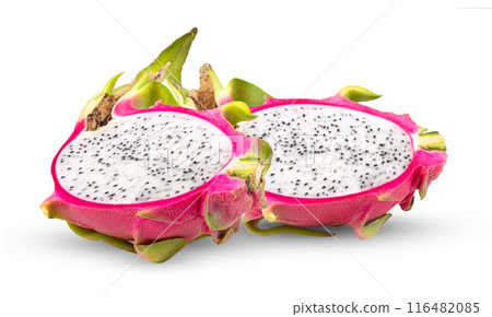 Half dragon fruit, pitaya isolated on white background 116482085