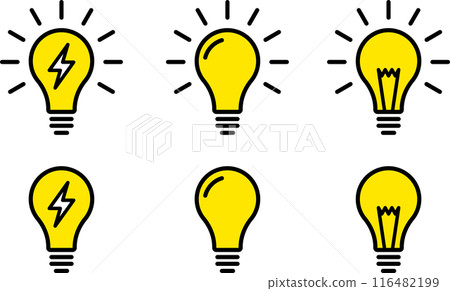 Flashing light bulb icon illustration black yellow 1 116482199
