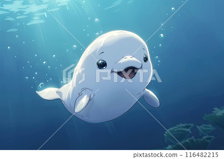 Baby cute Beluga Cartoon illustration. 116482215