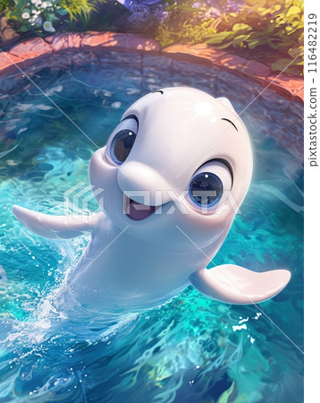 Baby cute Beluga Cartoon illustration. 116482219