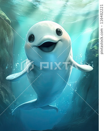 Baby cute Beluga Cartoon illustration. 116482221
