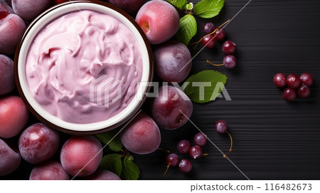 Grape fruit cream smoothie on bowl for healthy breakfast 116482673