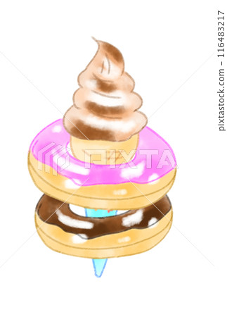 A floating ring hanging from a soft serve ice cream A floating ring hanging from a soft serve ice cream 116483217