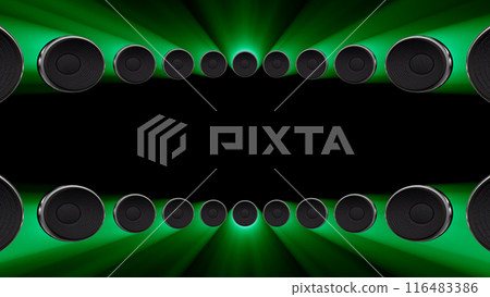 Disco club party audio speakers CG 3D illustration Disco club party audio speakers CG 3D illustration 116483386