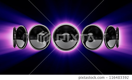 Disco club party audio speakers CG 3D illustration Disco club party audio speakers CG 3D illustration 116483392