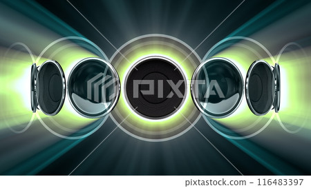 Disco club party audio speakers CG 3D illustration Disco club party audio speakers CG 3D illustration 116483397