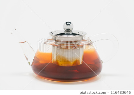 black tea is brewed in a teapot 116483646