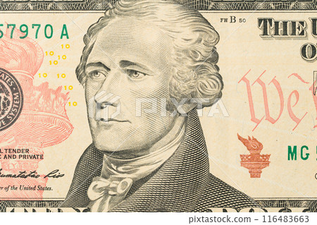 president hamilton face on the ten dollar bill 116483663