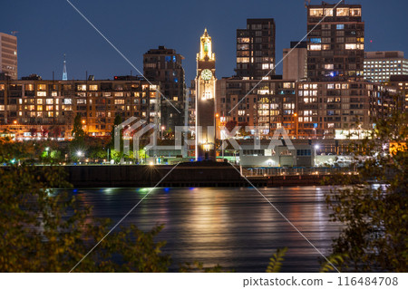 Old Port of Montreal Clock Tower illuminated at night. Montreal, Quebec, Canada. 116484708
