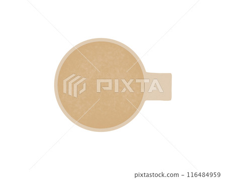 從上面看米色杯子裡的歐蕾咖啡的手繪水彩插圖 從上面看米色杯子裡的歐蕾咖啡的手繪水彩插圖 116484959