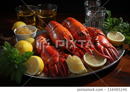 Lobster cooked on a plate 116485240