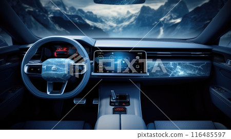 Technology on a new car dashboard. Technology on a new car dashboard. 116485597