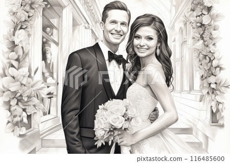 Beautiful wedding couple of groom and bride Beautiful wedding couple of groom and bride 116485600